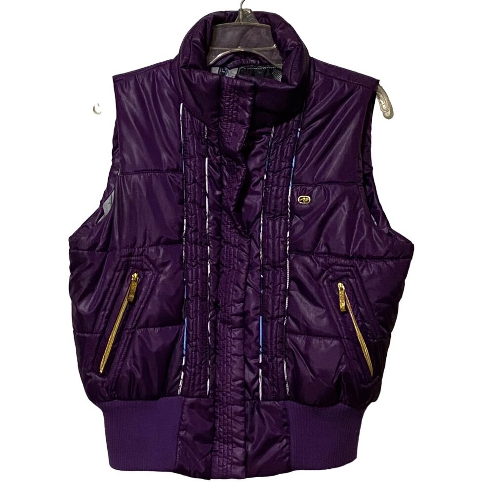 Ecko Red Puffer Vest Womens L Purple Y2K Streetwear Hip Hop‎ Urban 90s Edgy Boho